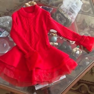 Toddler red sweater dress.